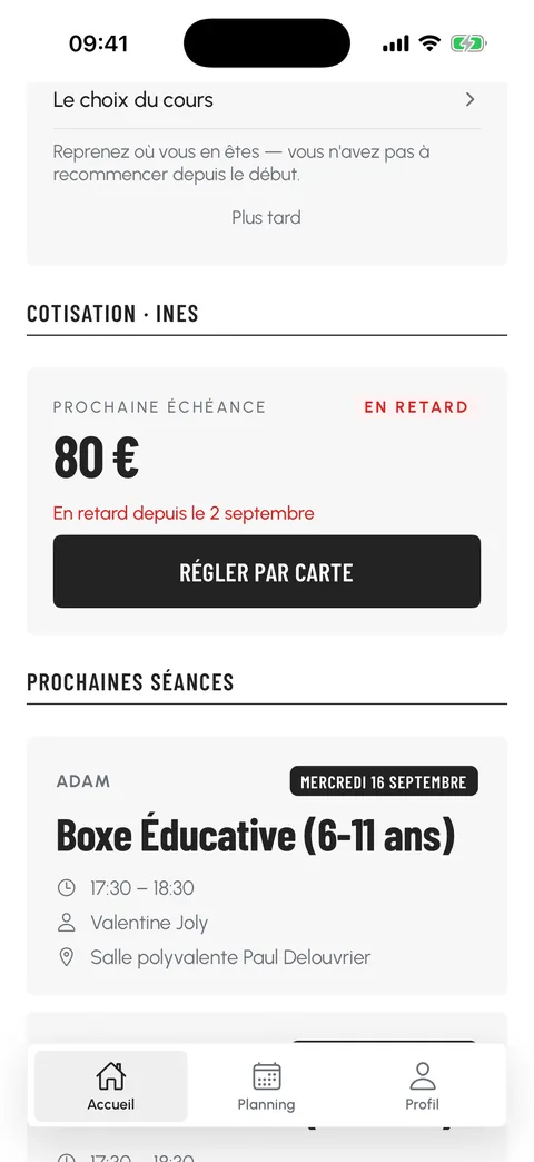 Capture d'écran : Régler une échéance